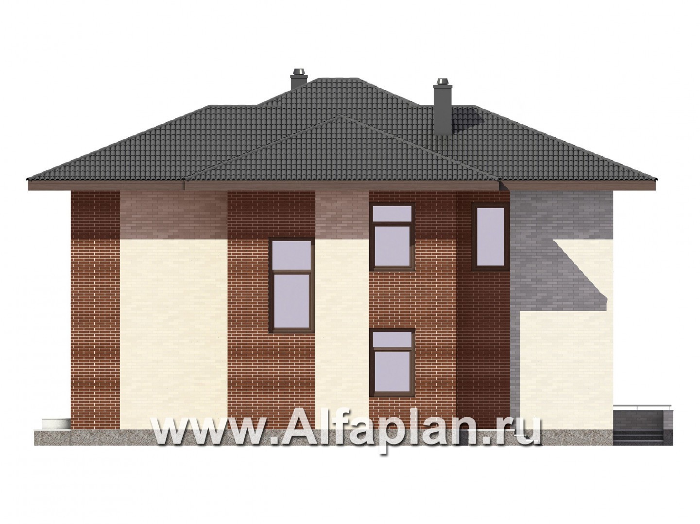 Проекты домов Альфаплан - Двухэтажный дом для большой семьи - изображение фасада №4