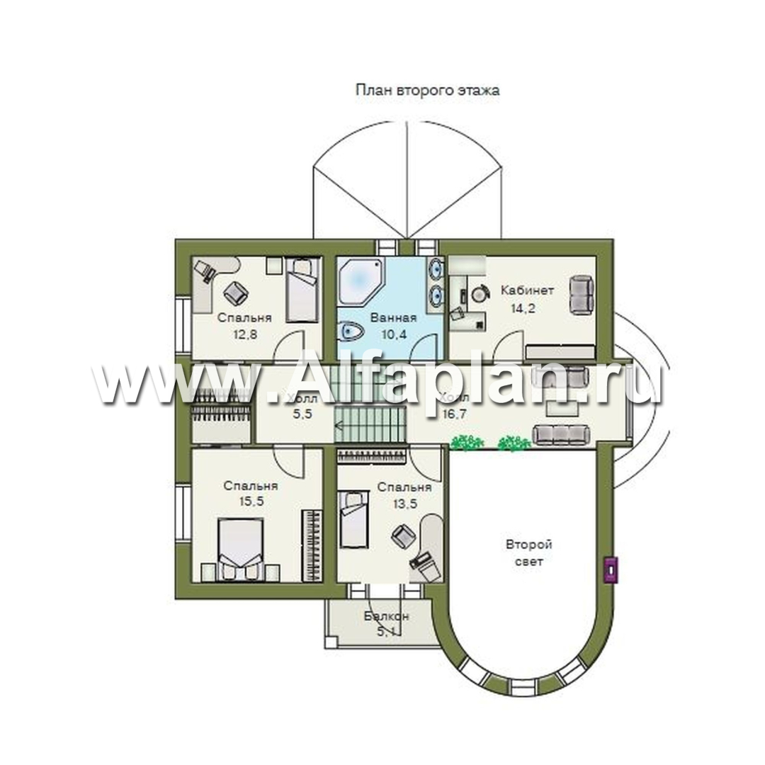 Проекты домов Альфаплан - «5-ая глава» - современный замок для романтиков - план проекта №2