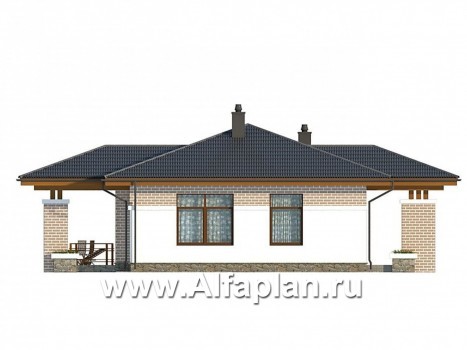 Проекты домов Альфаплан - Компактный одноэтажный дом для небольшой семьи - превью фасада №4