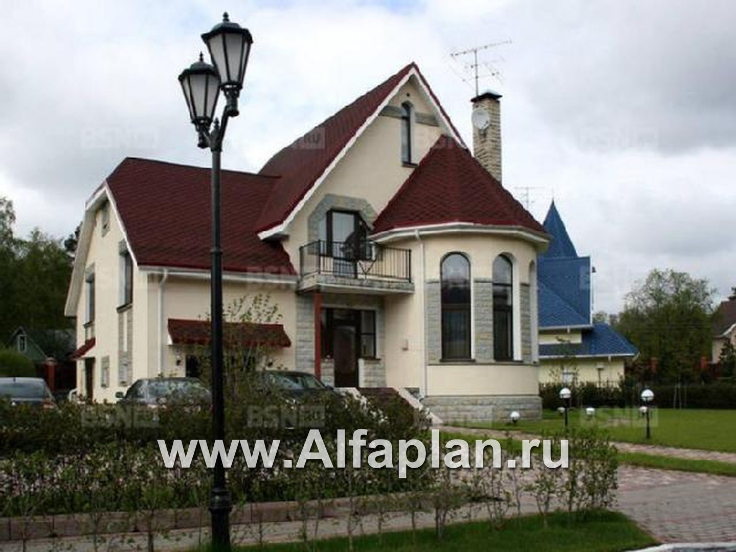 Проекты домов Альфаплан - «Онегин» - представительный загородный дом в стиле замка - дополнительное изображение №3
