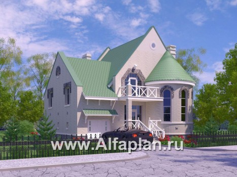 Проекты домов Альфаплан - «Онегин» - представительный загородный дом в стиле замка - превью дополнительного изображения №1