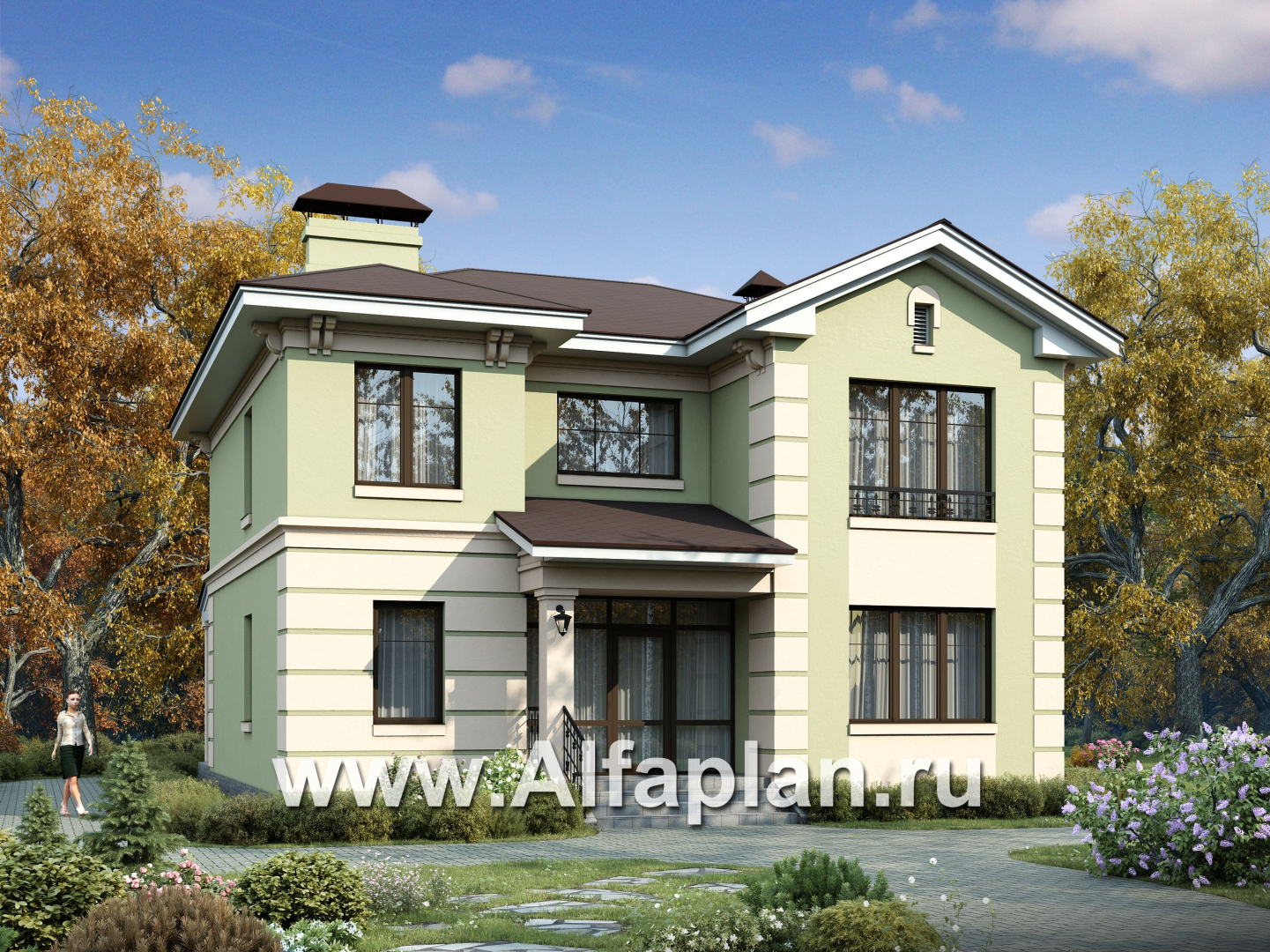 Проекты домов Альфаплан - «Репутация» - дом с аристократическими фасадами - основное изображение