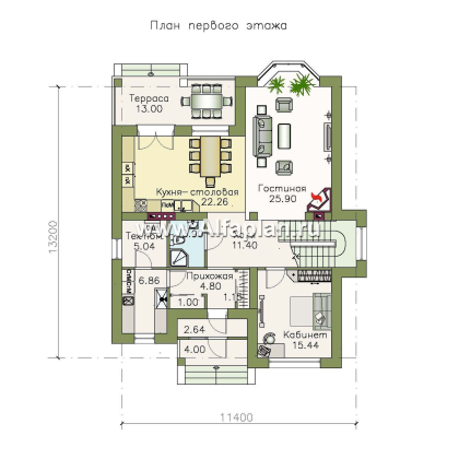 Проекты домов Альфаплан - «Репутация» - дом с аристократическими фасадами - превью плана проекта №1