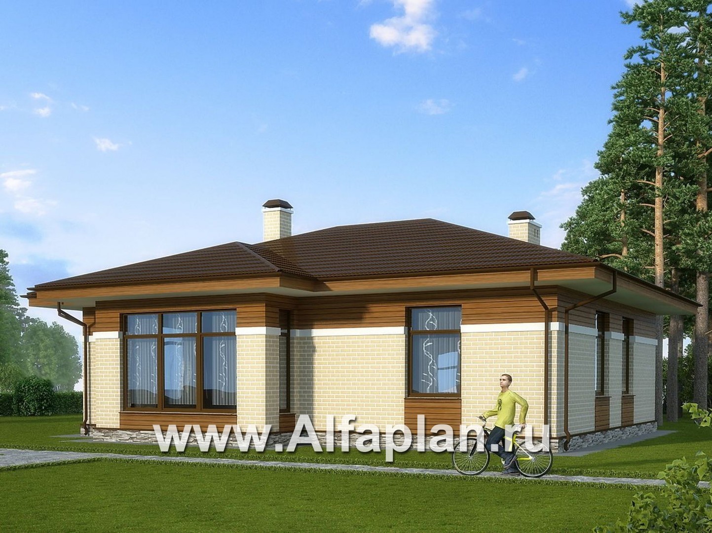 Проекты домов Альфаплан - Одноэтажный дом для небольшой семьи - дополнительное изображение №1