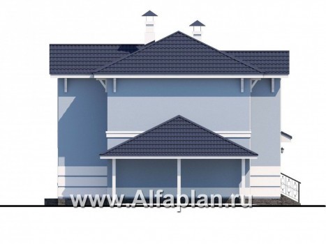 Проекты домов Альфаплан - «Жемчужина» - небольшой изысканный коттедж с навесом для машины - превью фасада №3