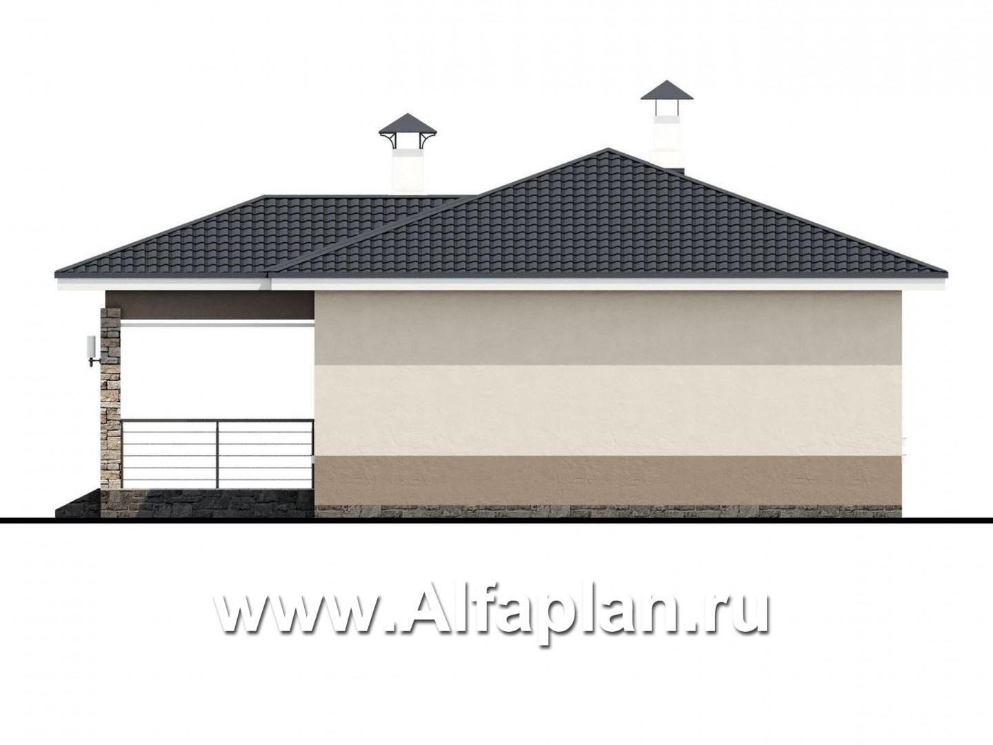 Проекты домов Альфаплан - «Мелета» - компактный и уютный одноэтажный дом с двумя спальнями - изображение фасада №4