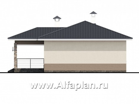 «Мелета» - проект одноэтажного дома из газобетона, 2 спальни, с террасой, в современном стиле - превью фасада дома