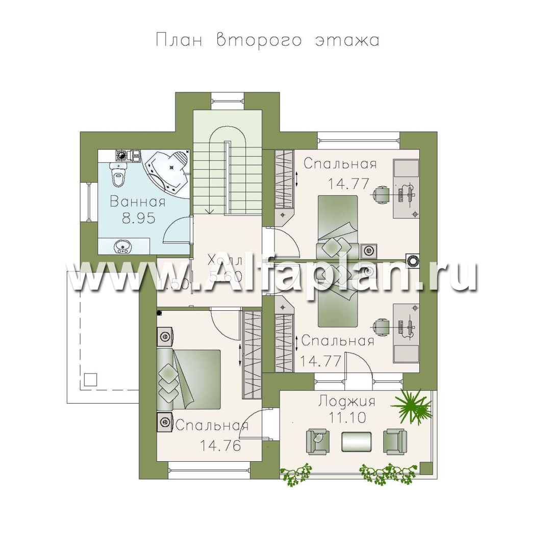 Проекты домов Альфаплан - «Знаменка» — компактный коттедж с удобной планировкой - изображение плана проекта №2