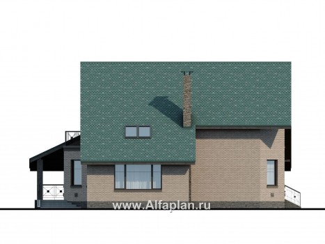 Проекты домов Альфаплан - «Эгоист» - прекрасный дом для жизни за городом - превью фасада №3