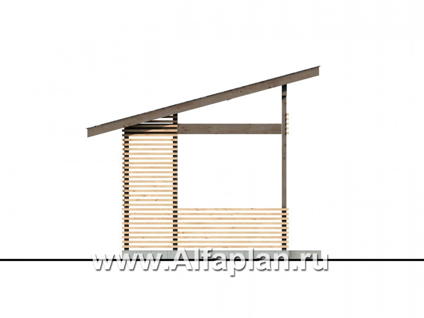 Проекты домов Альфаплан - Проект современной беседки, летняя кухня - изображение фасада №3