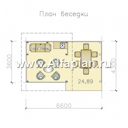 Проект современной беседки, летняя кухня - превью план дома