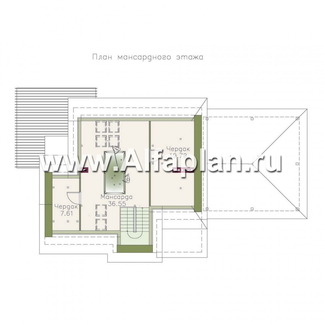 Проекты домов Альфаплан - «Дипломат Плюс» - дом с бильярдной и гаражом-навесом - изображение плана проекта №3