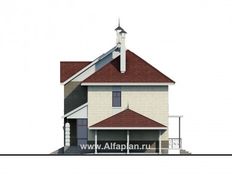 Проекты домов Альфаплан - «Дипломат Плюс» - дом с бильярдной и гаражом-навесом - превью фасада №2