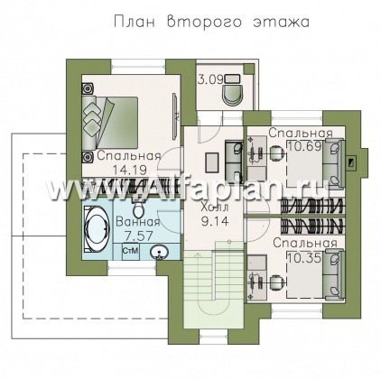 Проекты домов Альфаплан - Кирпичный дом «Валаам» с мансардой - превью плана проекта №2