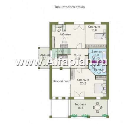 Проекты домов Альфаплан - «Мистер-Твистер» - дом с двумя жилыми комнатами на 1 эт - превью плана проекта №3