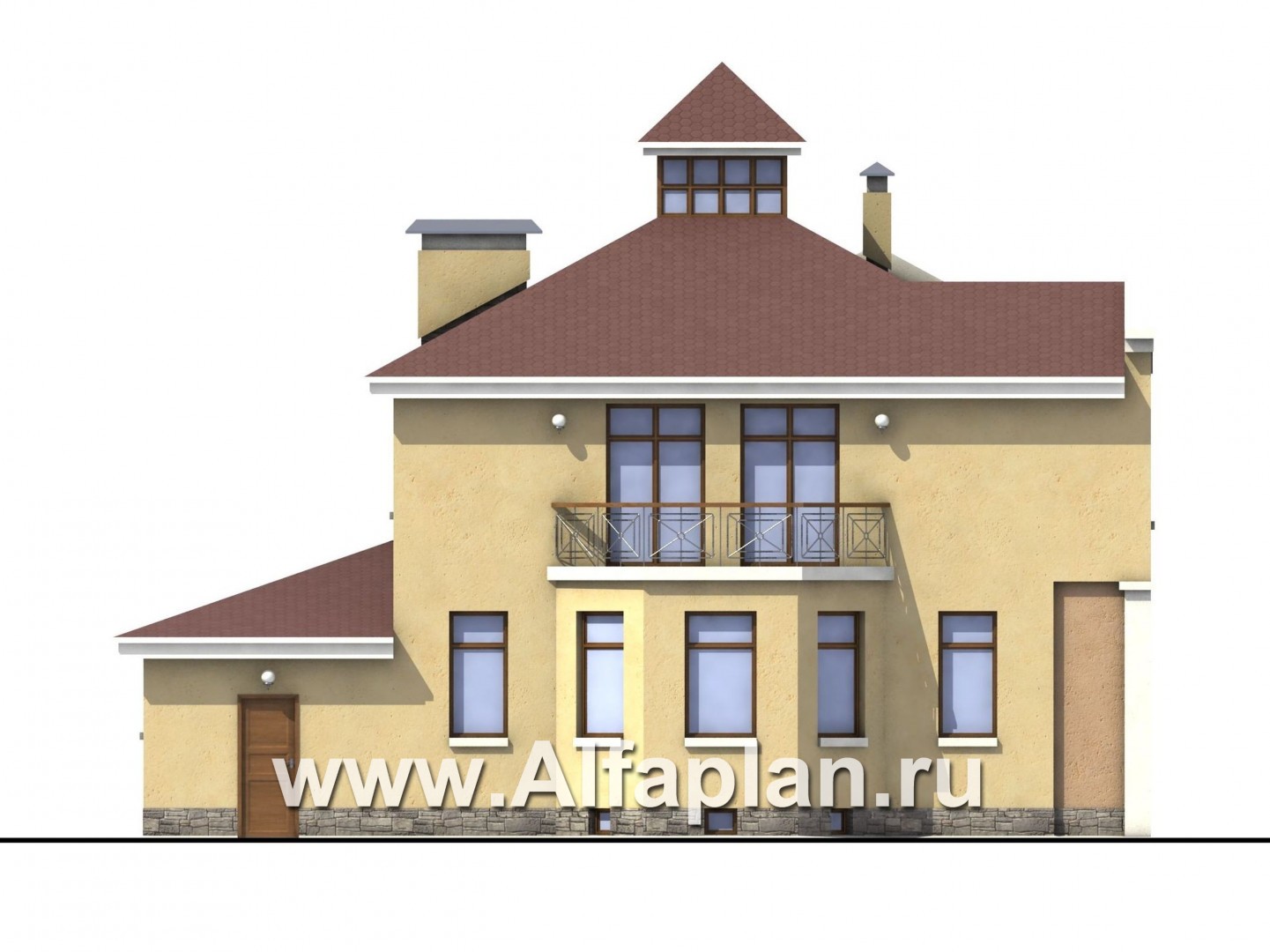 Проекты домов Альфаплан - «Принцесса на горошине»  - представительный трехэтажный особняк - изображение фасада №4