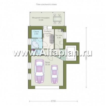 Проекты домов Альфаплан - «Экспрофессо»- компактный трехэтажный коттедж - превью плана проекта №1