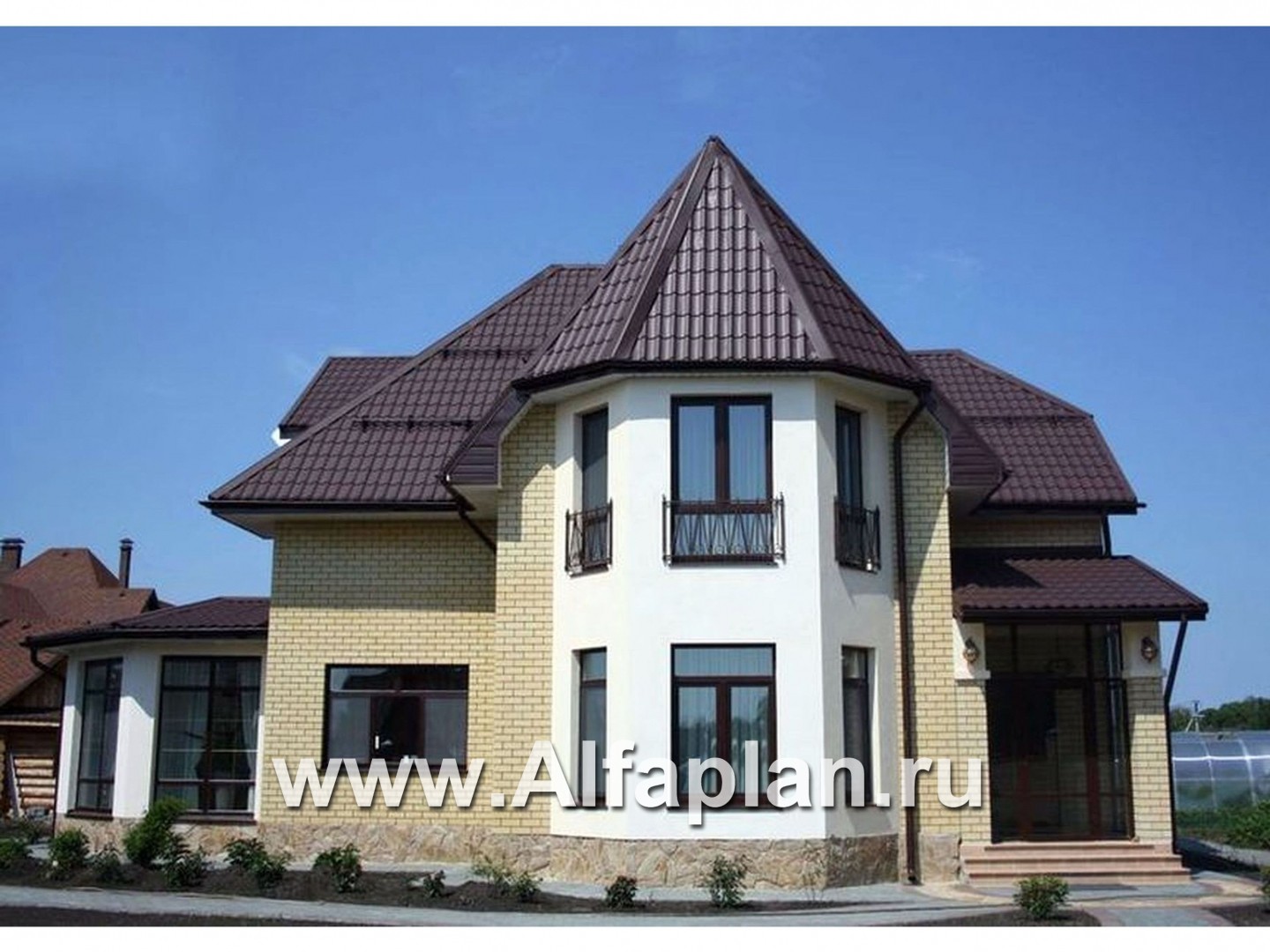 Проекты домов Альфаплан - «Клио» - коттедж из газобетона с угловой террасой - дополнительное изображение №6