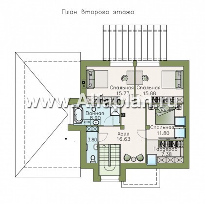Проекты домов Альфаплан - «Орион» - современный мансардный дом с гаражом - превью плана проекта №2
