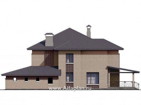 Проекты домов Альфаплан - «Дунай»   — вилла с двусветной гостиной и большим гаражом - превью фасада №2