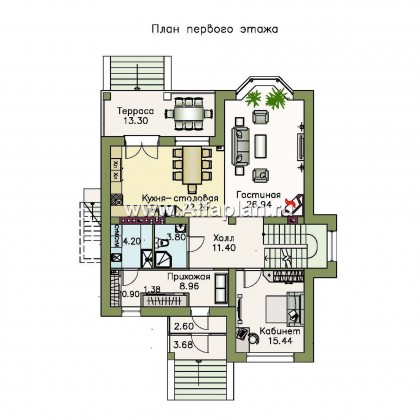 Проекты домов Альфаплан - «Репутация»- аристократический коттедж с цоколем - превью плана проекта №2