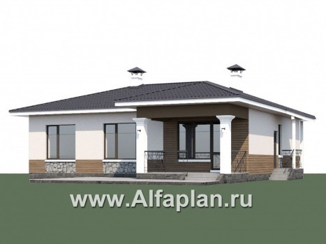 Проекты домов Альфаплан - Одноэтажный дом для небольшой семьи - превью дополнительного изображения №1