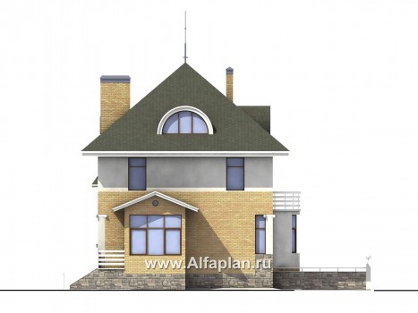 Проекты домов Альфаплан - «Дом светлячка» - трехэтажный дом с мансардой - превью фасада №3