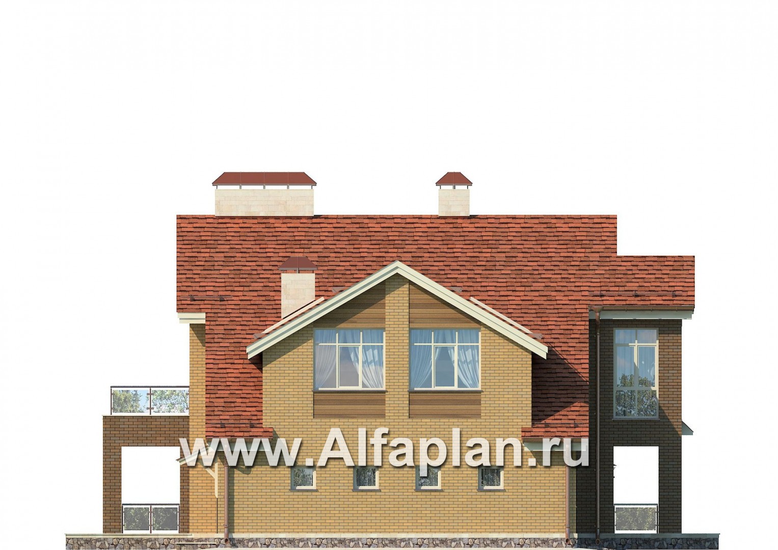 Проекты домов Альфаплан - Коттедж с гаражом и пятью спальнями - изображение фасада №2