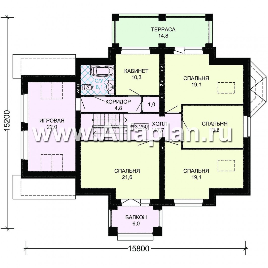 Проекты домов Альфаплан - Коттедж с гаражом и пятью спальнями - план проекта №2