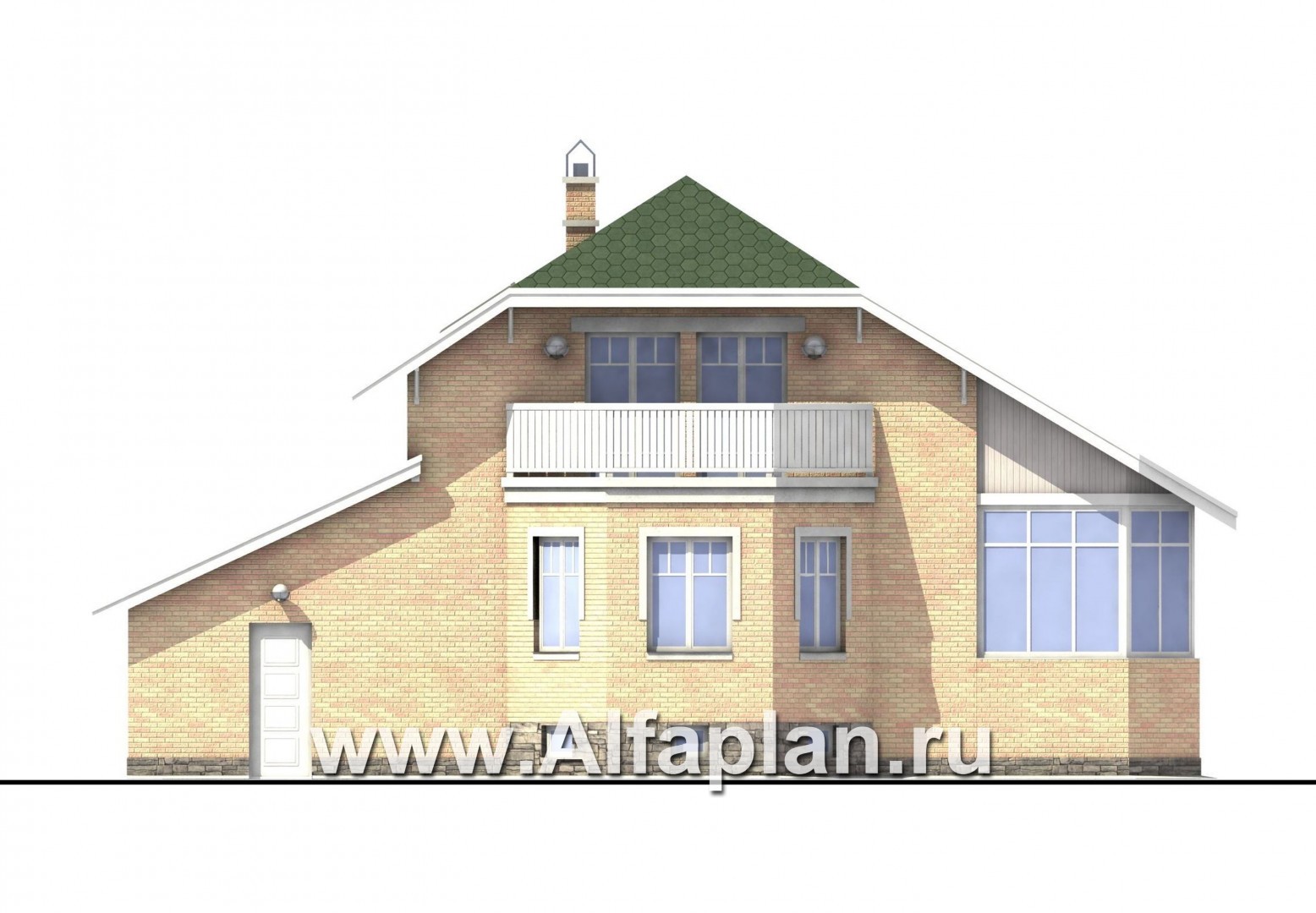 Проекты домов Альфаплан - «Стиль»  - экономичный коттедж с подвалом - изображение фасада №4