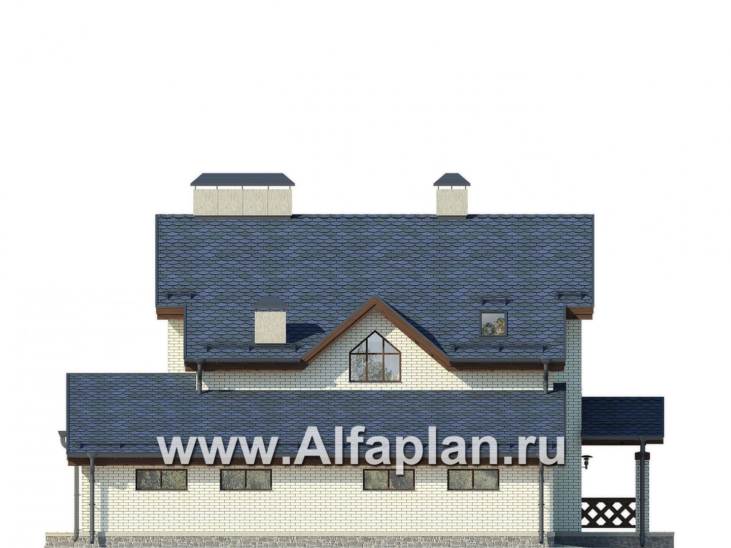 Проекты домов Альфаплан - Вместительный коттедж с большим гаражом - изображение фасада №2