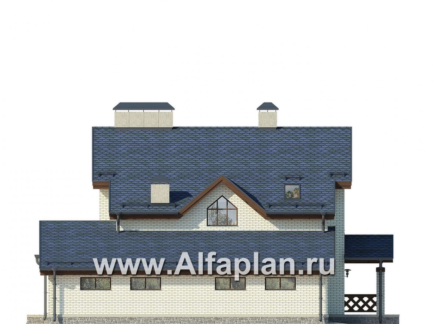 Проект двухэтажного дома из газобетона, планировка с гостевой на 1 эт, с террасой, в современном стиле - фасад дома