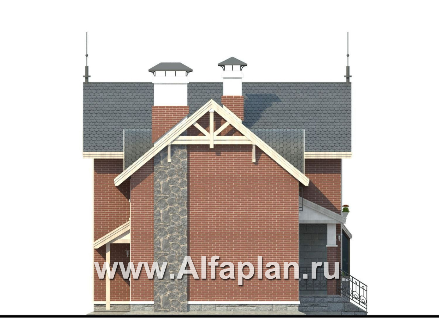 «Фантазия» - красивый проект двухэтажного дома дома , с эркером и с террасой - фасад дома