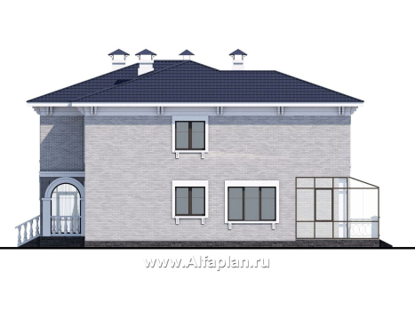 Проекты домов Альфаплан - «Меньшиков» - респектабельный классический двухэтажный особняк - превью фасада №2