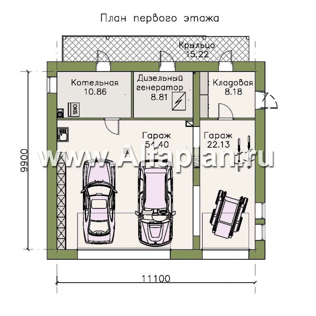 Проект вспомогательного дома, гостевой дом и гараж на 3 авто - план дома