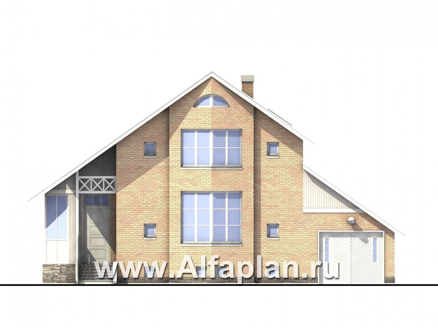 Проекты домов Альфаплан - «Конформ»  - загородный дом с гаражом и верандой - изображение фасада №1