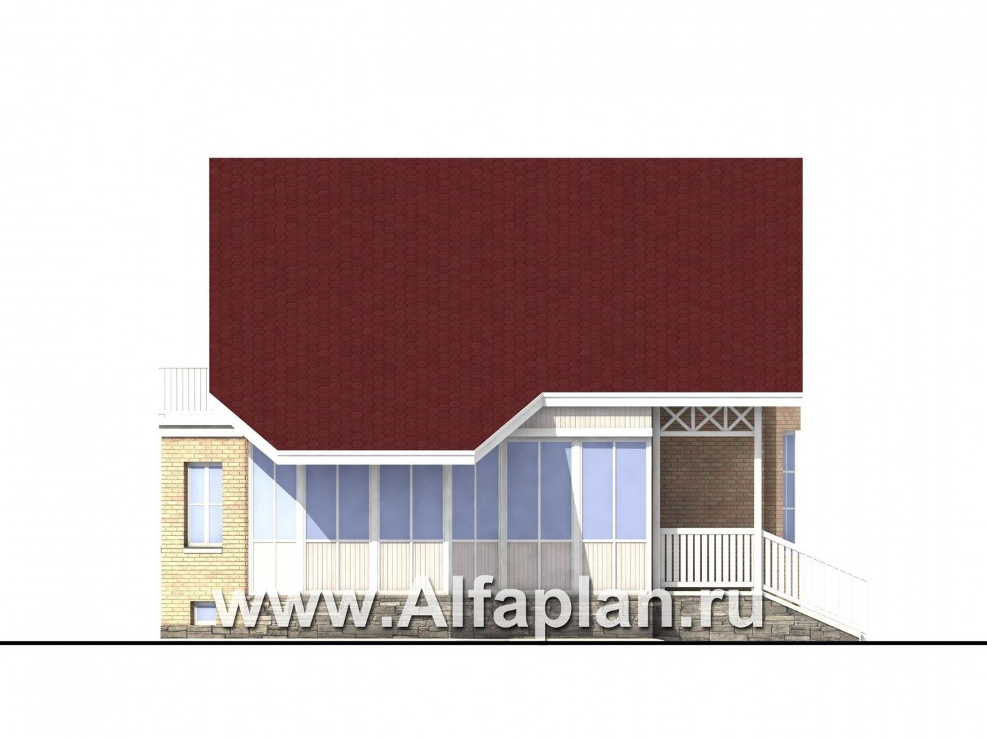 Проекты домов Альфаплан - «Конформ»  - загородный дом с гаражом и верандой - изображение фасада №3