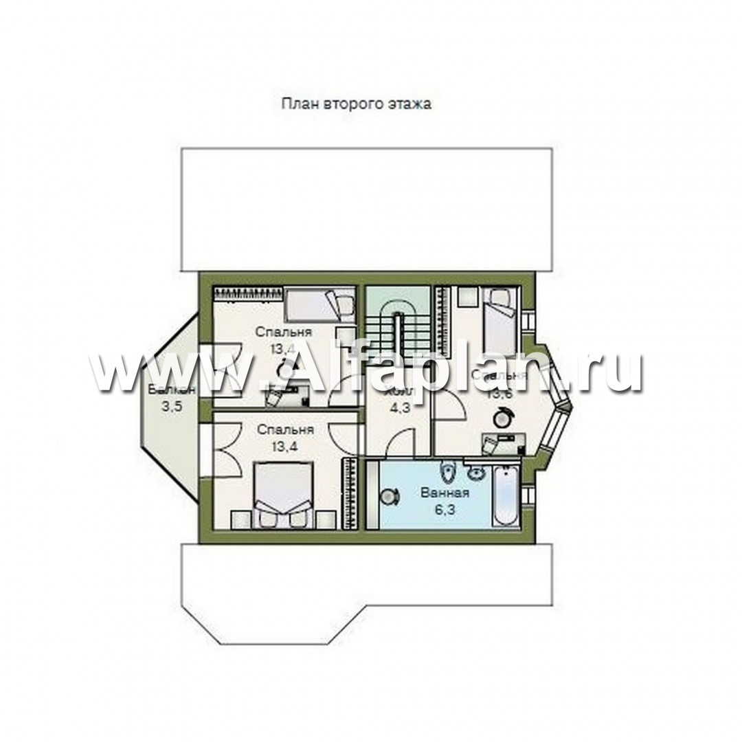 Проекты домов Альфаплан - «Конформ»  - загородный дом с гаражом и верандой - изображение плана проекта №3