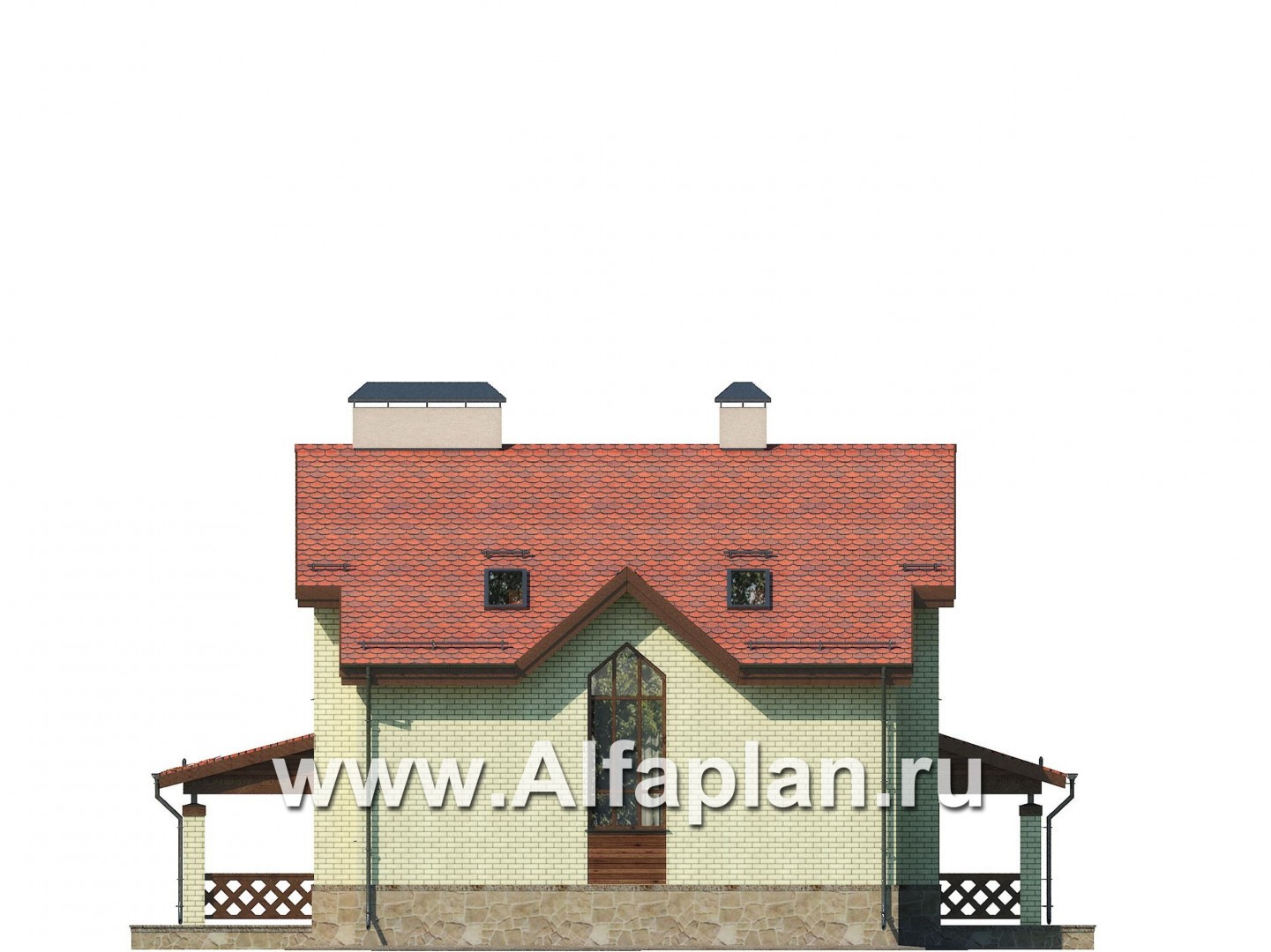 Проекты домов Альфаплан - Двухэтажный дом с пятью спальнями - изображение фасада №4