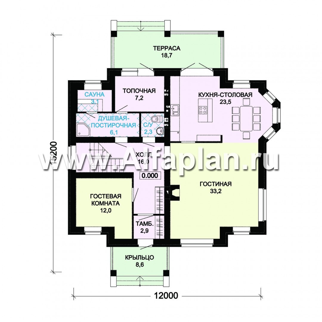 Проекты домов Альфаплан - Двухэтажный дом с пятью спальнями - план проекта №1