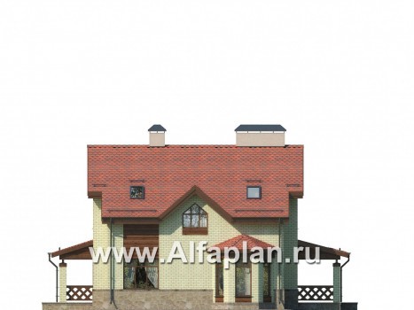 Проекты домов Альфаплан - Двухэтажный дом с пятью спальнями - превью фасада №3