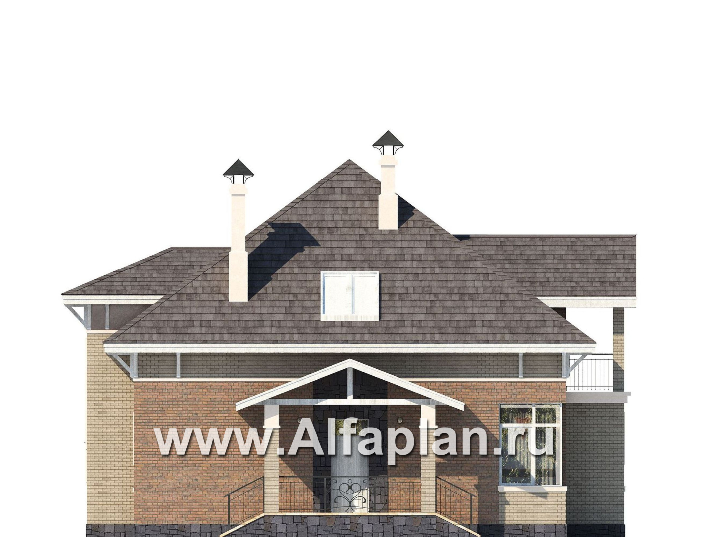 Проекты домов Альфаплан - «Воплощение» -  коттедж под пирамидальной кровлей - изображение фасада №3