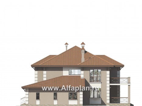 Проекты домов Альфаплан - «Капулетти» - двухэтажный коттедж с гаражом на две машины - превью фасада №2