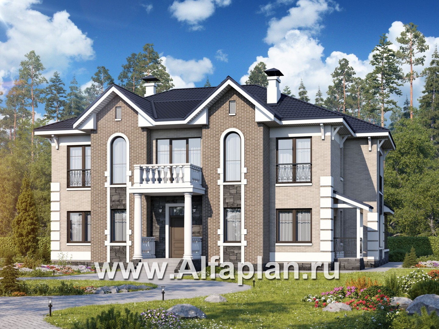 Проекты домов Альфаплан - «Воронцов» - комфортабельная вилла для большой семьи - основное изображение
