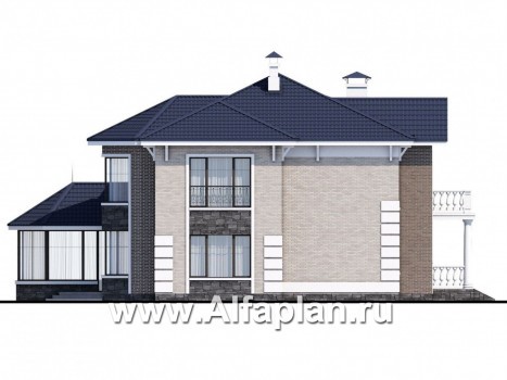 Проекты домов Альфаплан - «Воронцов» - комфортабельная вилла для большой семьи - превью фасада №3
