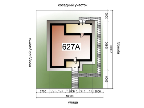 Проекты домов Альфаплан - «Онега» - проект одноэтажного дома из газобетона, 2 спальни, с террасой, отличная планировка - превью дополнительного изображения №3