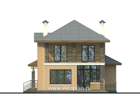 Проекты домов Альфаплан - «Оникс» - компактный двухэтажный дом для небольшого участка - превью фасада №4