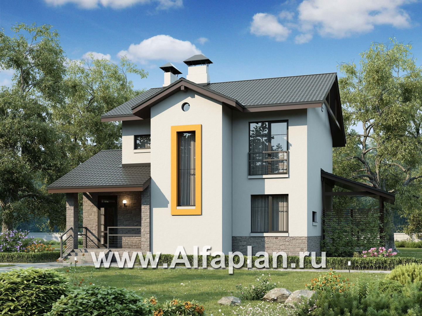 Проекты домов Альфаплан - «Скандинавия» - современный дом с удобным планом - основное изображение