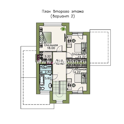 «Скандинавия» - проект современного дома в скандинавском стиле, с фото, планировка с террасой - превью план дома