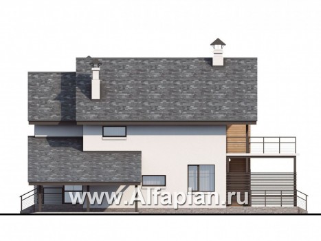 Проекты домов Альфаплан - «Гольфстрим»- компактный дом с навесом для авто - превью фасада №2